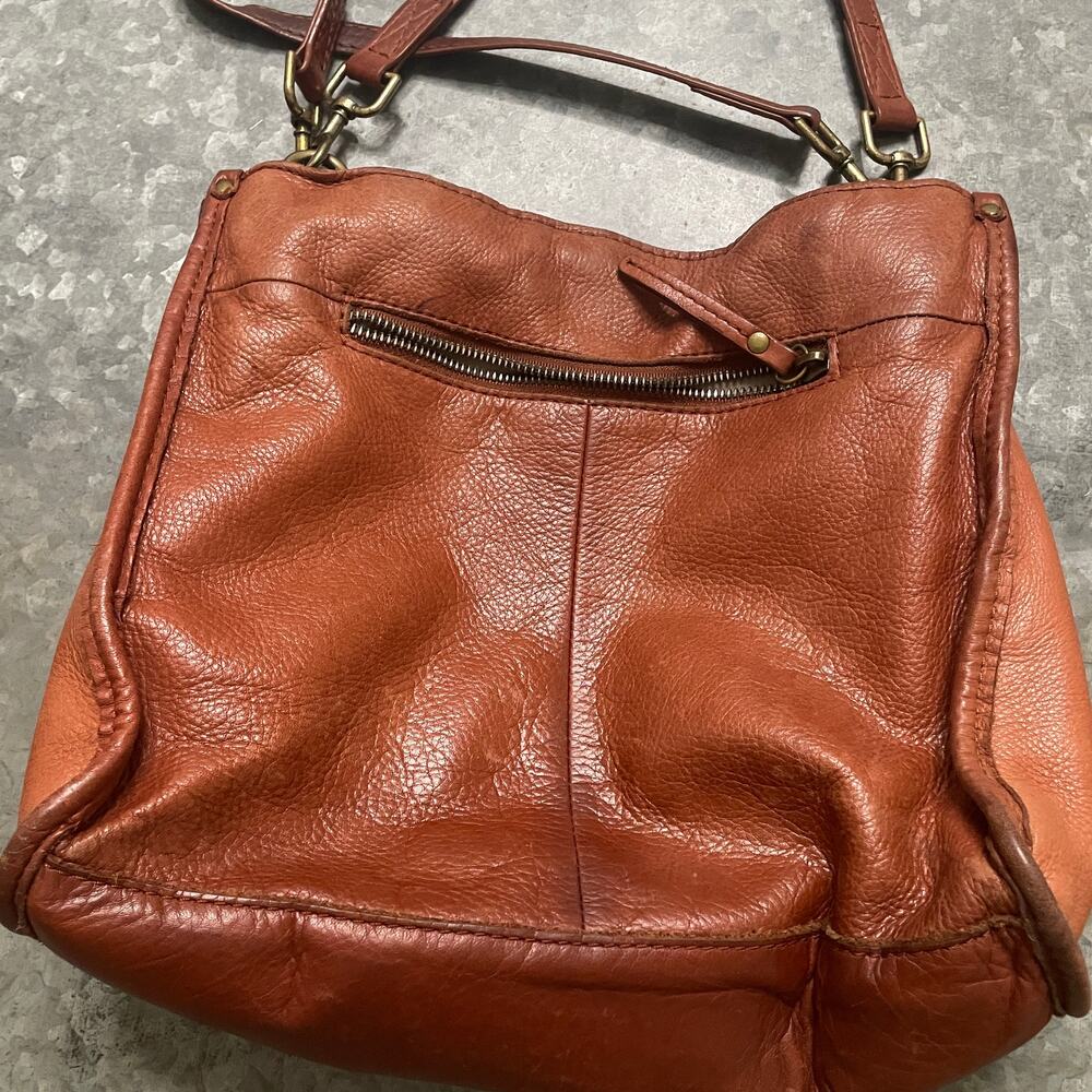 American Leather Co Triple Entry Satchel Brown Purse Bag Genuine Boho Minimalist - Picture 6 of 16